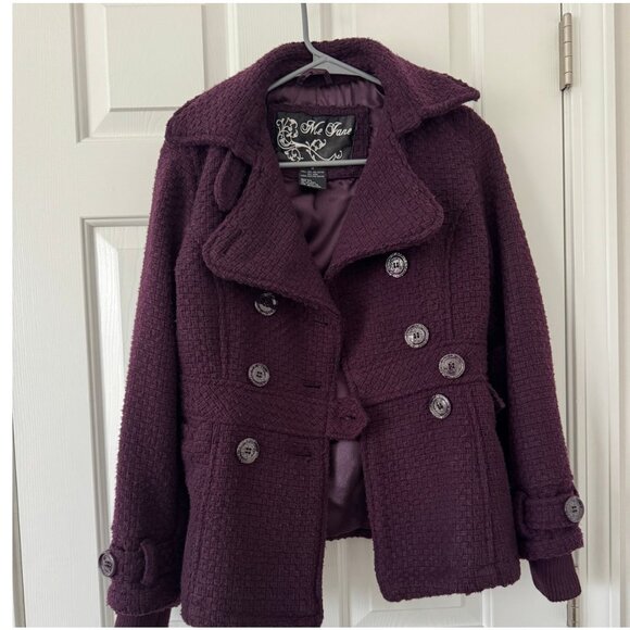 Me Jane Plum Textured Pea Coat - Picture 1 of 9